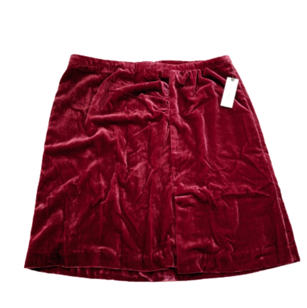 Anthropologie New With Tags Plus Size Burgundy Velvet Skirt Womens Size 16